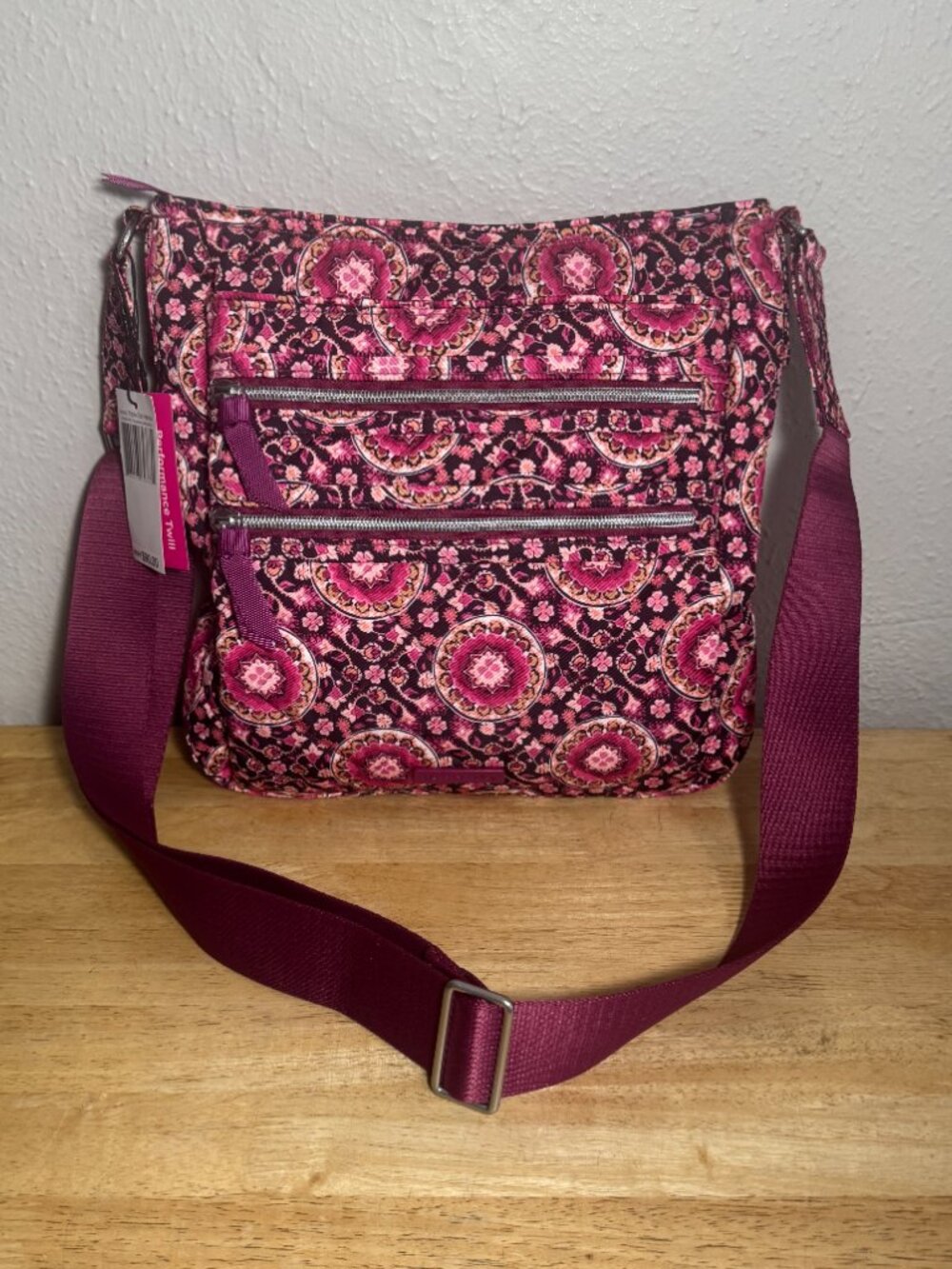 Vera Bradley Triple Zip Hipster in Performance Twill Raspberry Medallion NWT